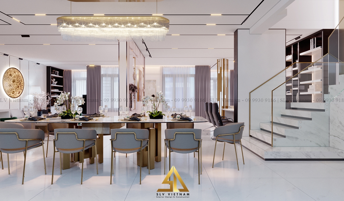 Lan can cầu thang chất liệu kính có đường viền bằng sắt