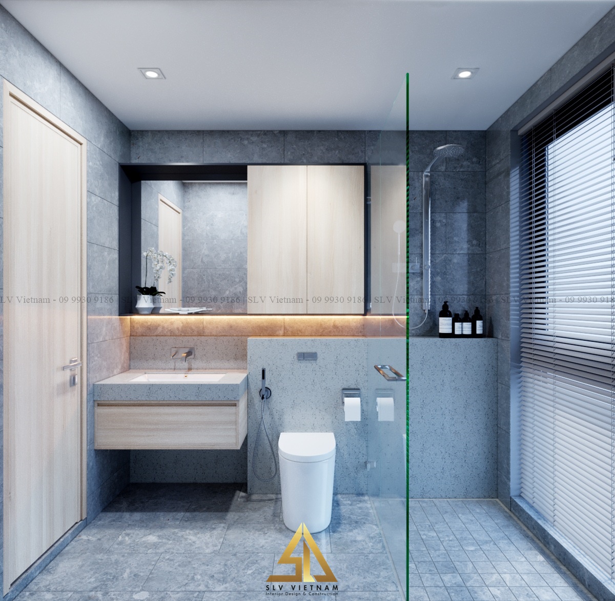 Lắp đặt ánh sáng cho phòng tắm đảm bảo tính năng khi sử dụng(Dự án của SLV Vietnam)