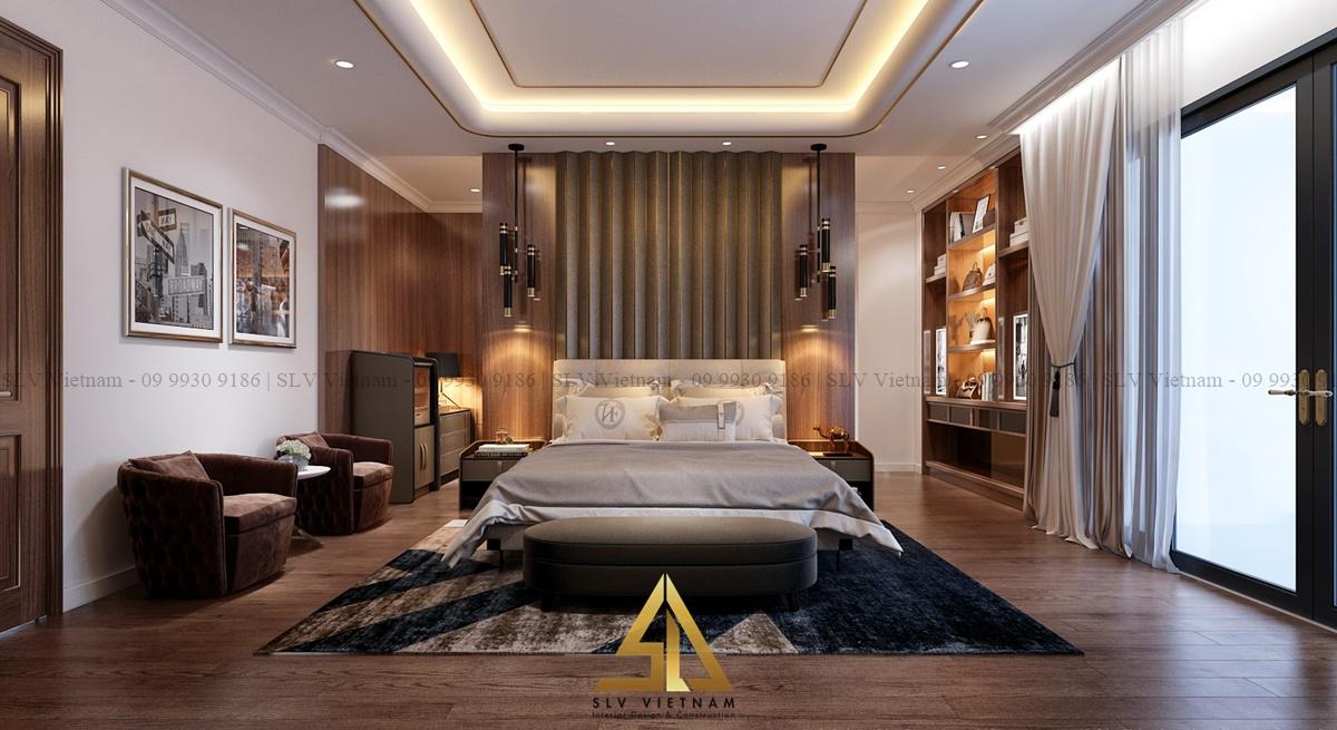Mẫu phòng ngủ master sử dụng chất liệu gỗ cao cấp (Dự án của SLV Vietnam)