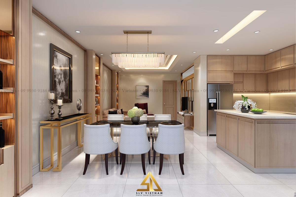 Phòng bếp chung cư với thiết kế đơn giản nhưng vẫn rất hiện đại (Nguồn ảnh: SLV Vietnam)
