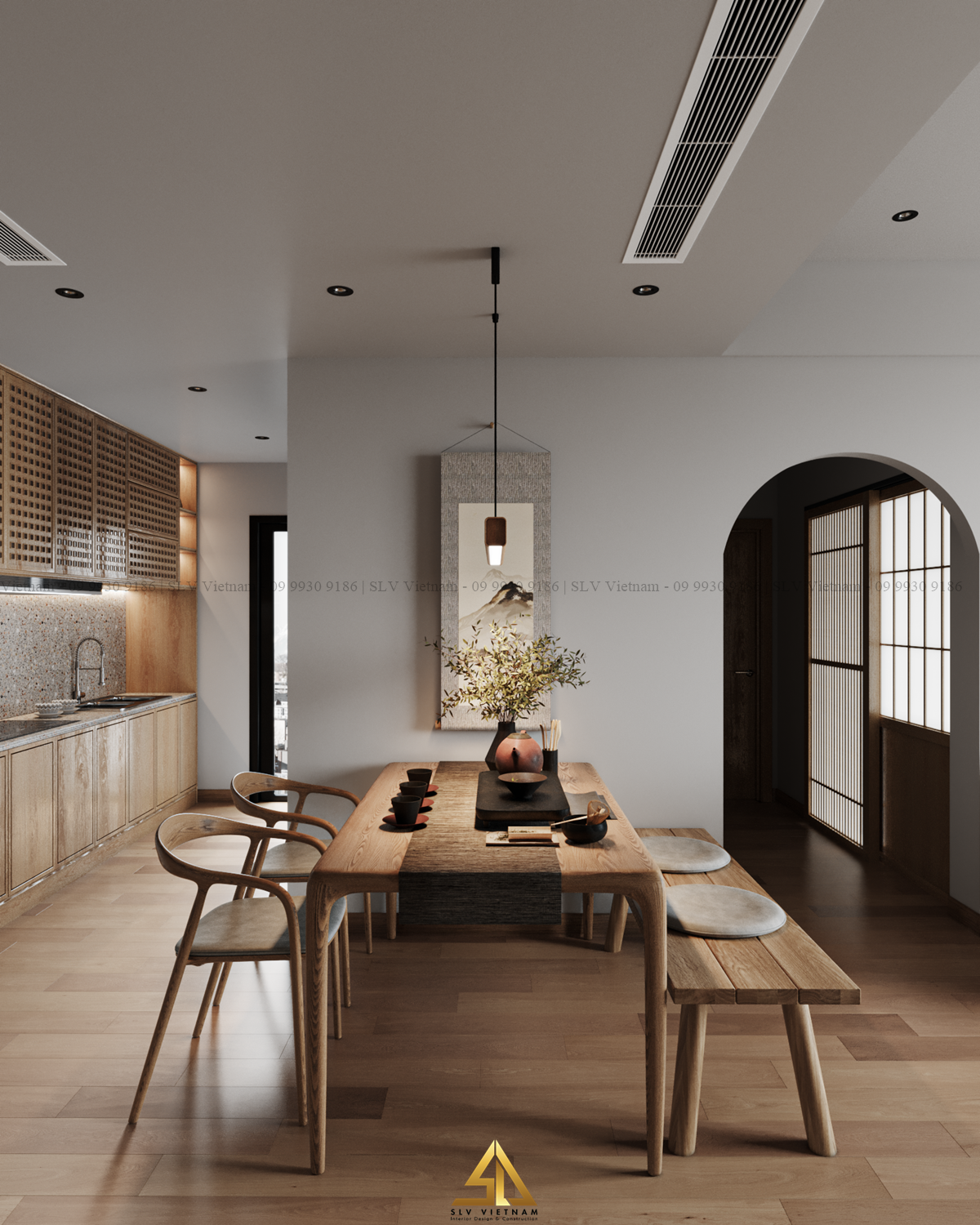 Bộ bàn ăn với dụng cụ ăn uống được bố trí gọn gàng mang đậm phong cách Nhật Bản (Nguồn ảnh: SLV Vietnam)