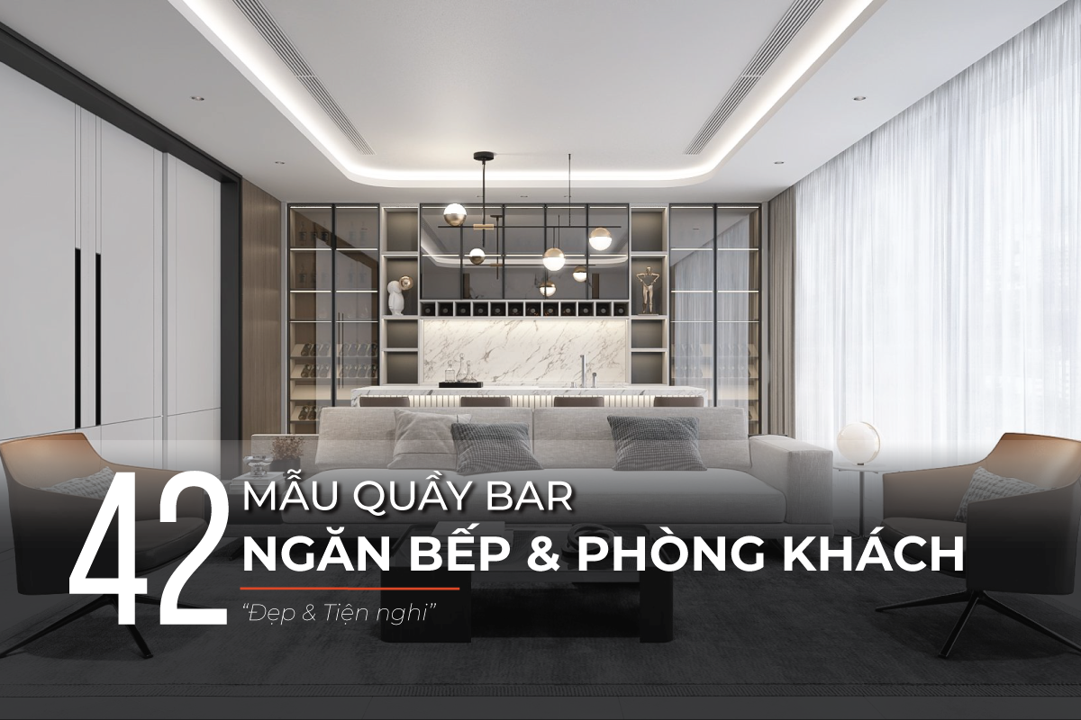 Mẫu quầy bar ngăn bếp và phòng khách
