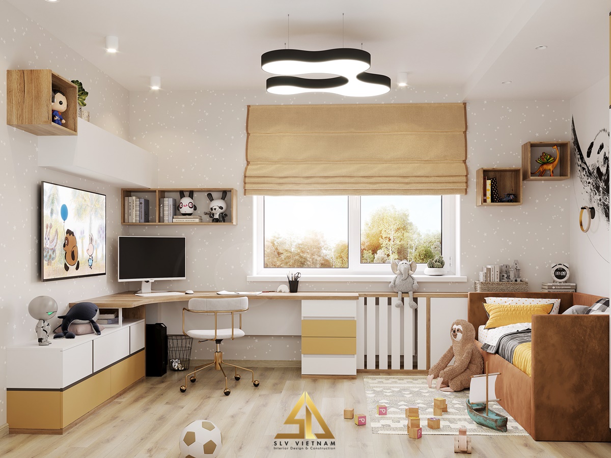 thiết kế nội thất pPhòng ngủ bé gái 16m2 đầy đủ tiện nghi (Nguồn ảnh: sưu tầm)