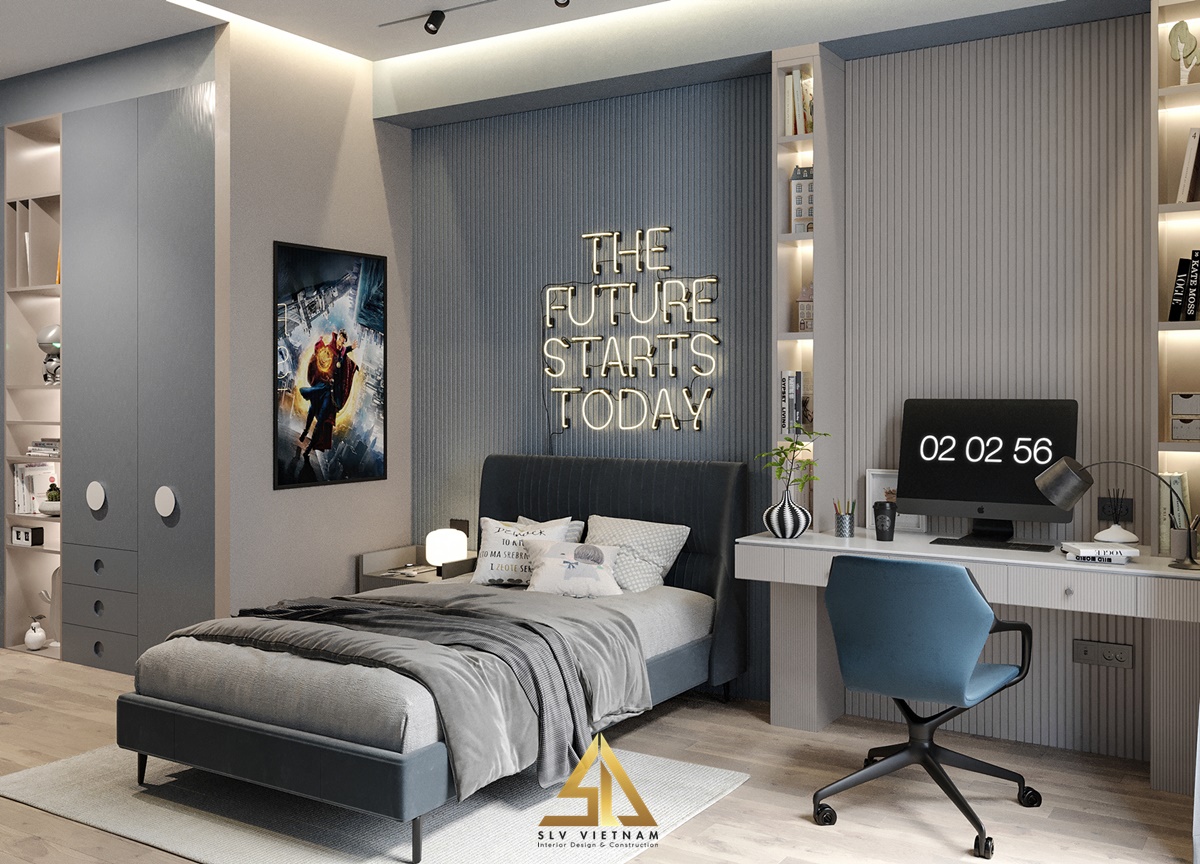 thiết kế phòng ngủ bé trai 16m2 năng động (Nguồn ảnh: sưu tầm)