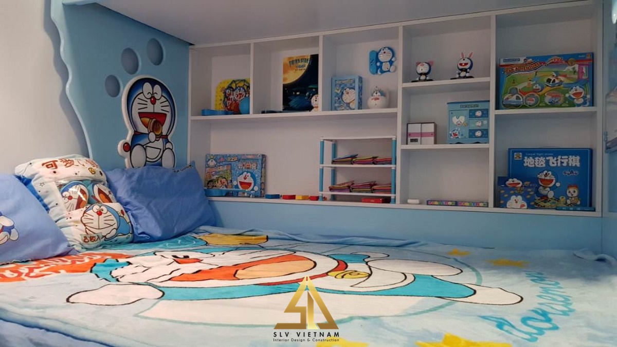 Phòng ngủ dành cho bé yêu thích nhân vật hoạt hình Doraemon (Nguồn ảnh: sưu tầm)