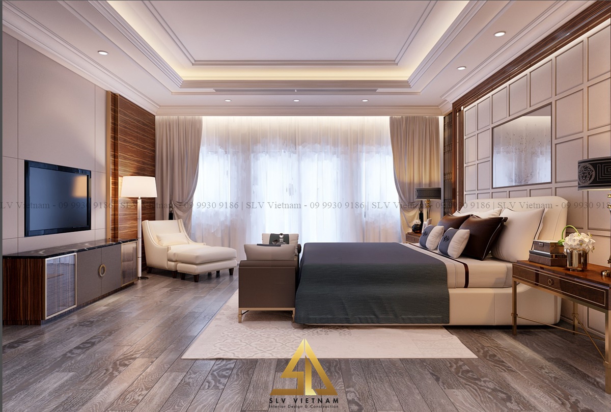 nội thất phòng ngủ 20m2 đầy đủ tiện nghi, rộng rãi (Dự án của SLV Vietnam)