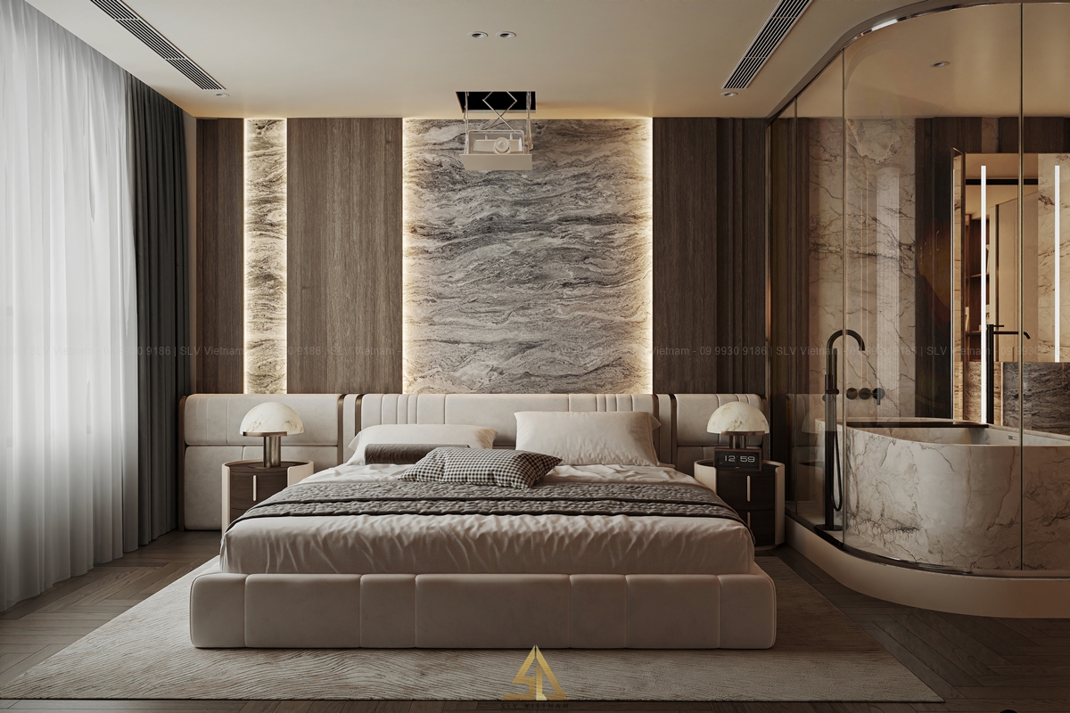Mẫu 1: Phòng ngủ sử dụng tone màu trung tính (Nguồn ảnh: SLV Vietnam)