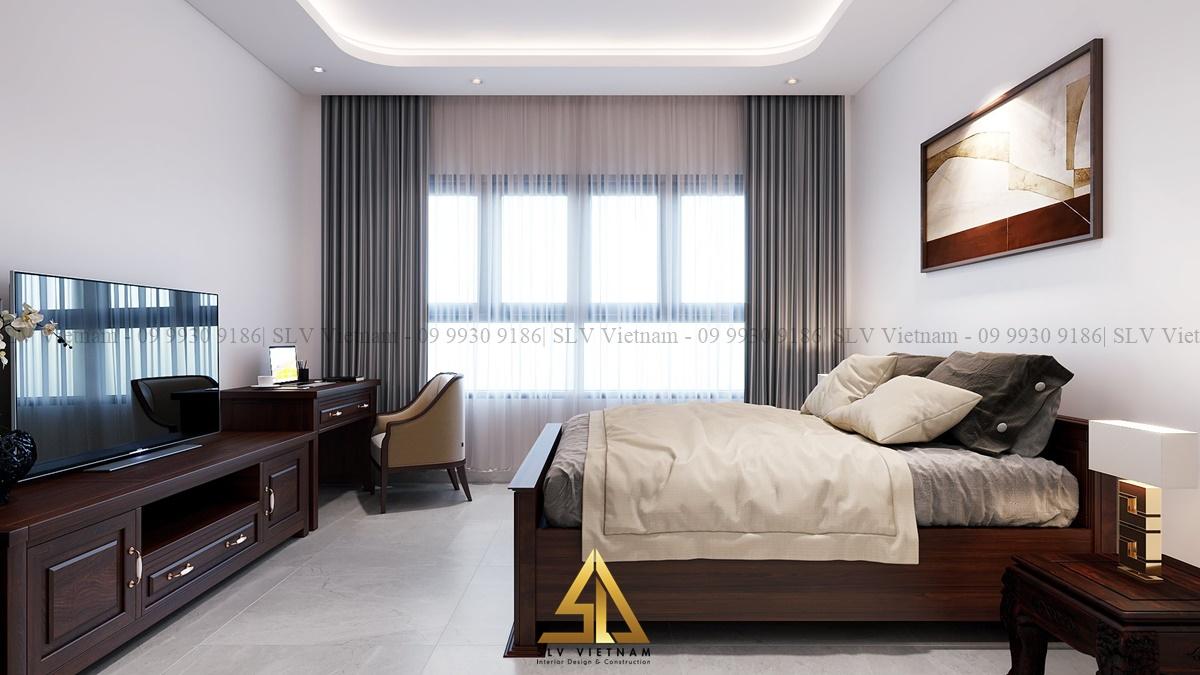 thiết kế nội thất phòng ngủ 15m2 hiện đại nội thất gỗ (Dự án của SLV Vietnam)