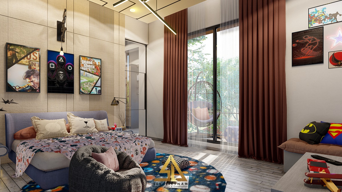 Phòng ngủ kết hợp khu vực vui chơi (Nguồn ảnh: sưu tầm)