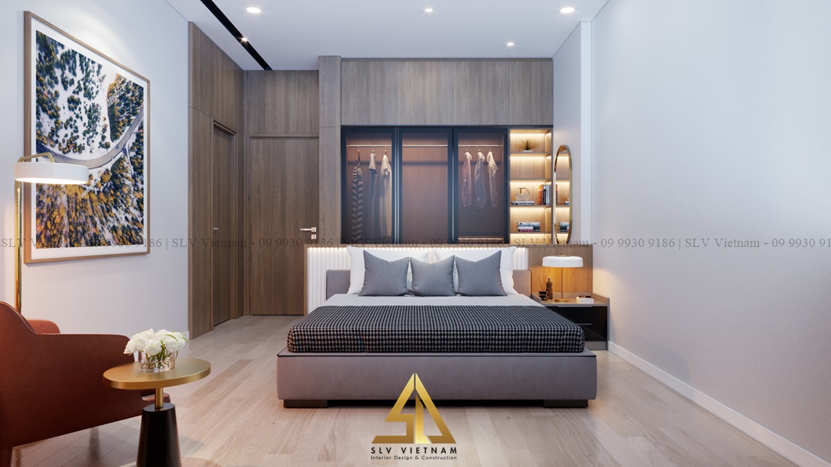 Phòng ngủ kết hợp tủ quần áo nhỏ gọn (Dự án của SLV Vietnam)