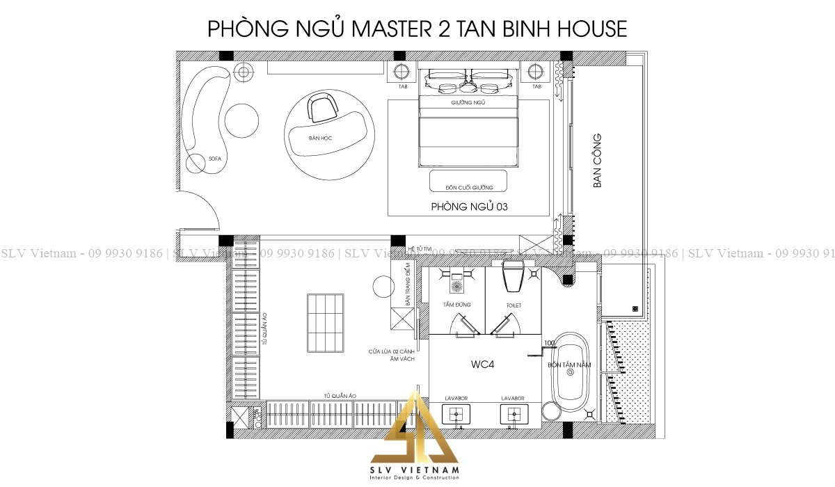 Phòng ngủ master nhiều công năng (Dự án của SLV Vietnam)