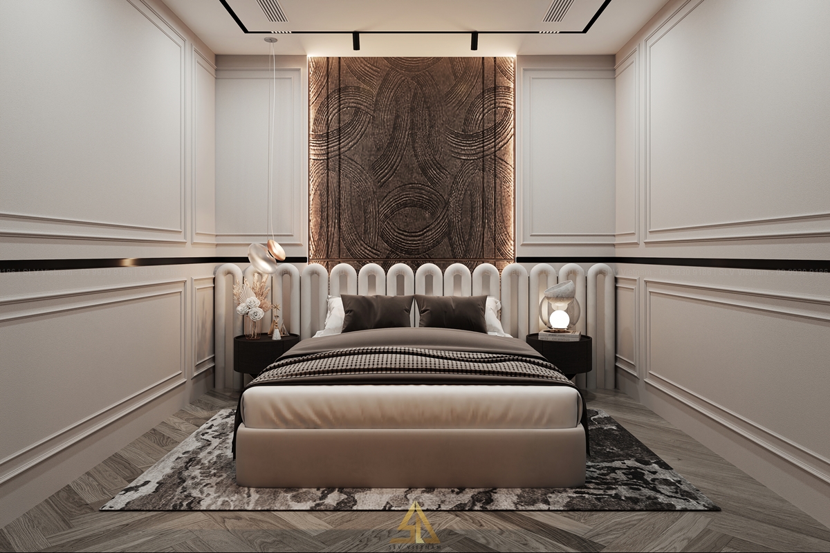 Mẫu 3: Phòng ngủ có tab đầu giường thiết kế ấn tượng (Nguồn ảnh: SLV Vietnam)