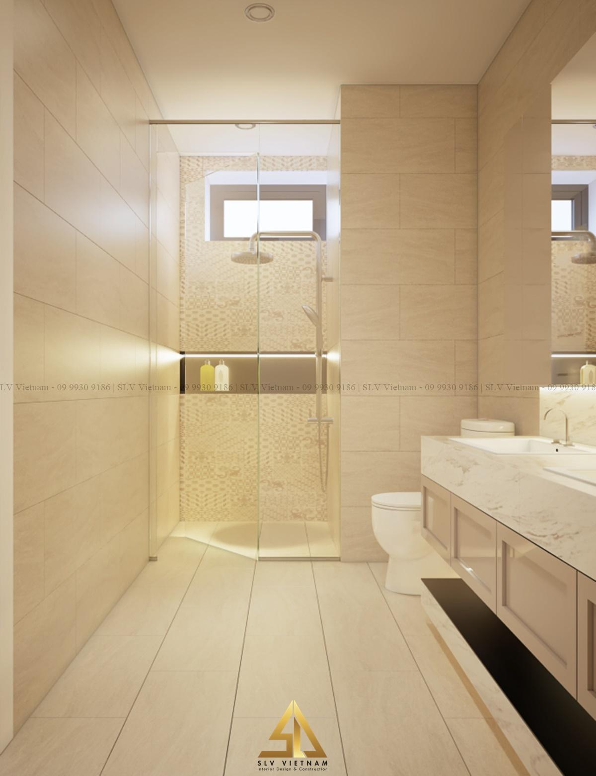 Phòng tắm tân cổ điển với các chi tiết trang trí đầy sáng tạo và ấn tượng (Dự án của SLV Vietnam)