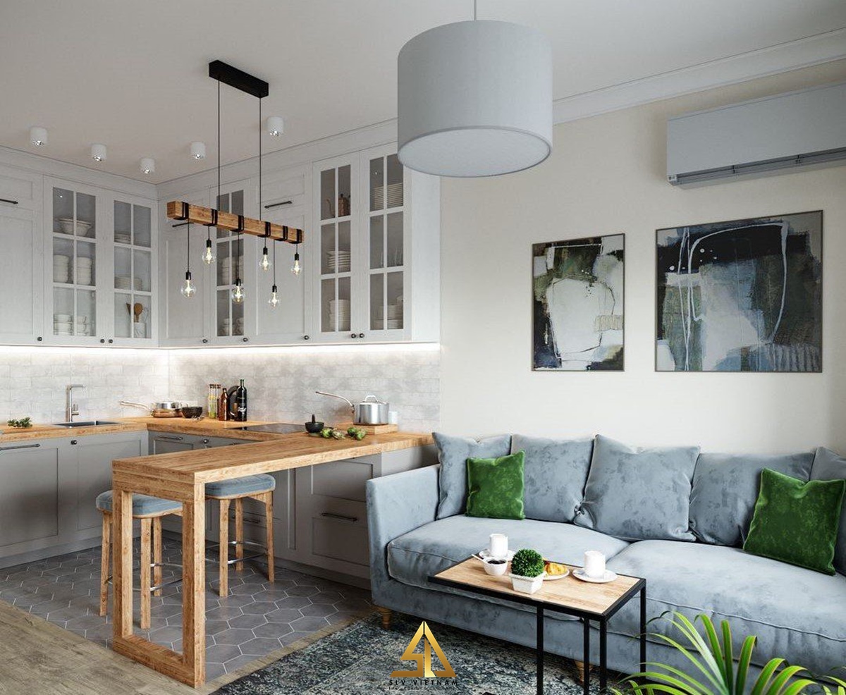 Quầy bar làm từ gỗ nguyên khối