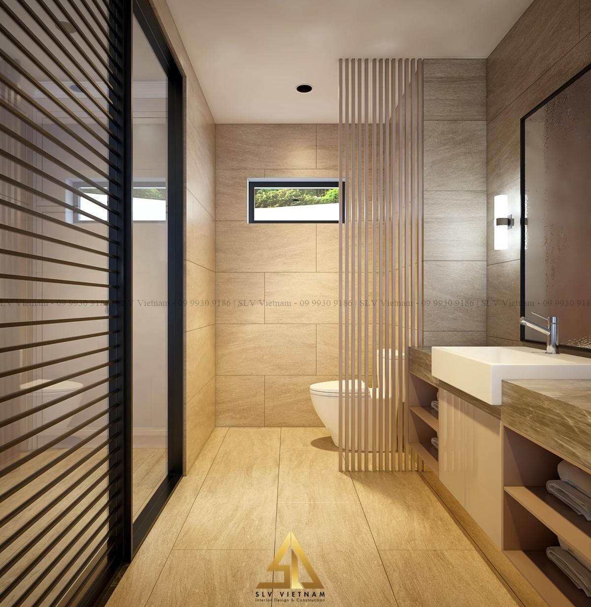Sử dụng gam màu trung tính để thiết kế phòng tắm (Dự án của SLV Vietnam)