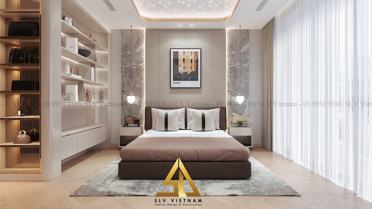 Sử dụng những vật dụng trang trí tinh tế tạo điểm nhấn cho phòng ngủ (Dự án của SLV Vietnam)