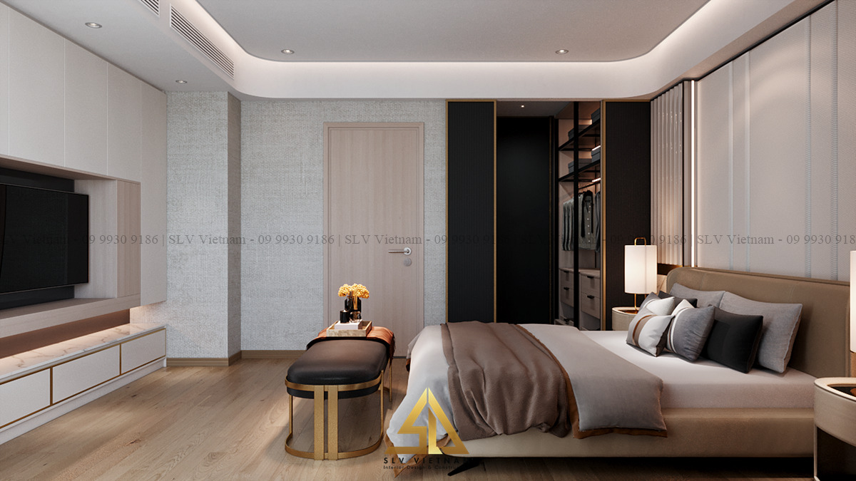 Thiết kế nội thất phòng ngủ 15m2 tạo sự hài hòa cho không gian sống (Dự án của SLV Vietnam)