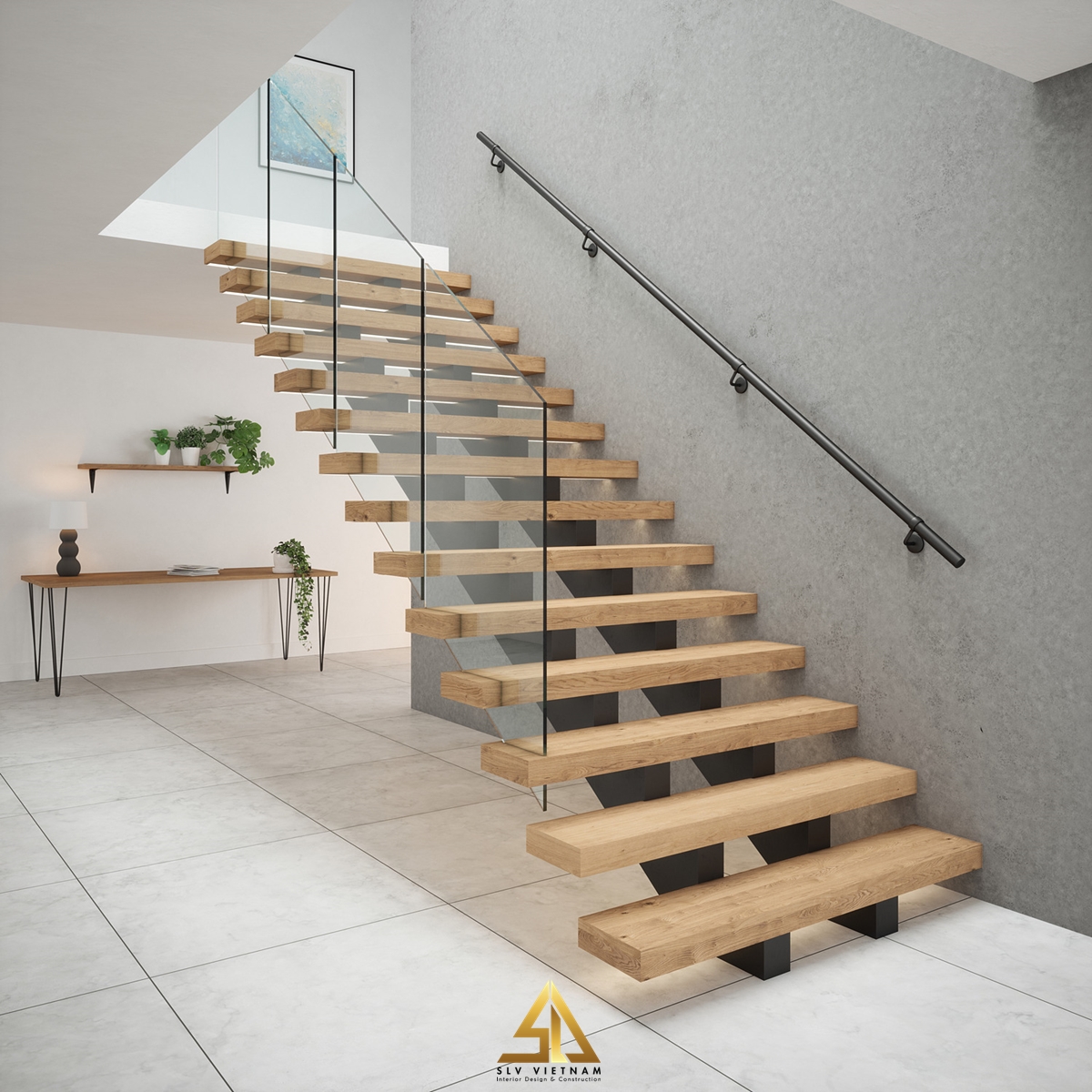 Tay vịn cầu thang inox màu đen sang trọng
