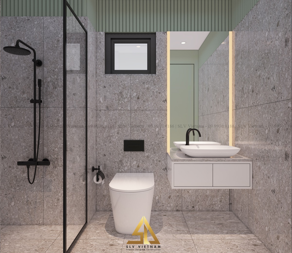 Thiết kế nhà tắm có diện tích phù hợp với diện tích của ngôi nhà (Dự án của SLV Vietnam)