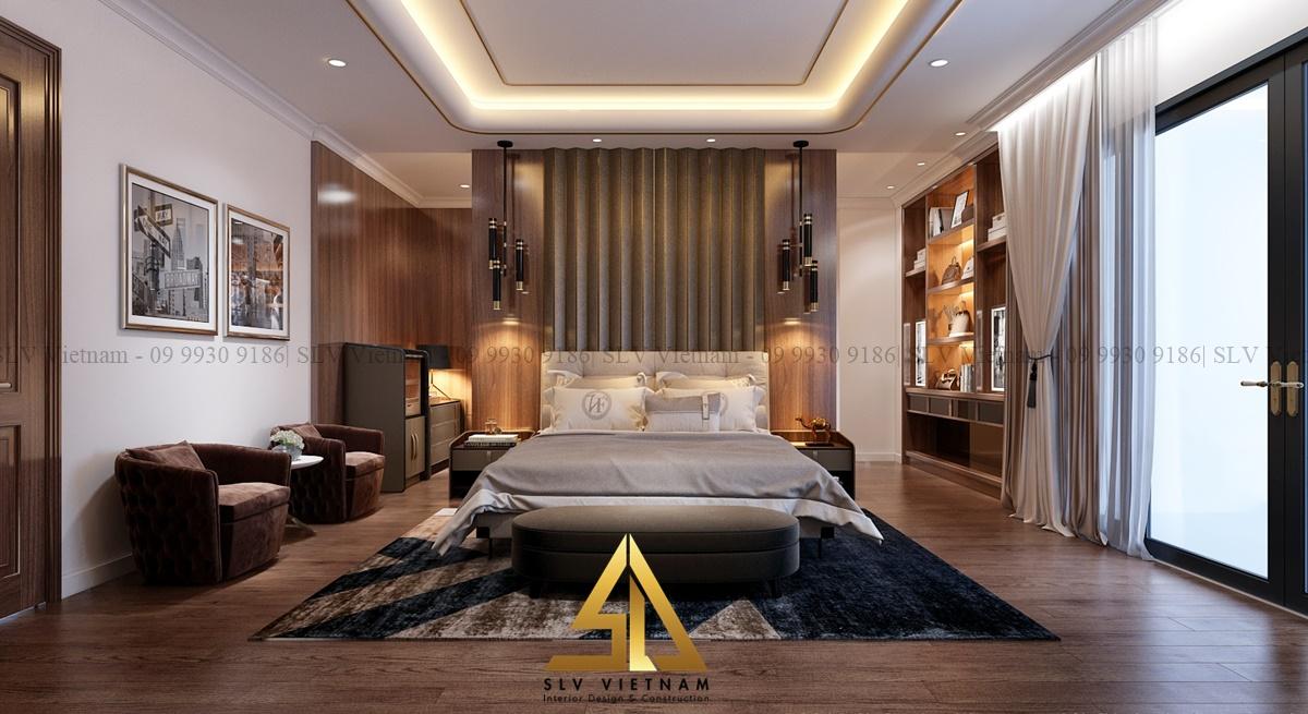 Thiết kế nội thất phòng ngủ sang trọng cho vợ chồng mới (Dự án của SLV Vietnam)