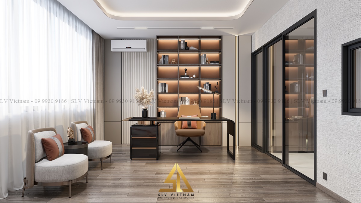 Thiết kế phòng làm việc với nội thất hiện đại (Dự án của SLV Vietnam)
