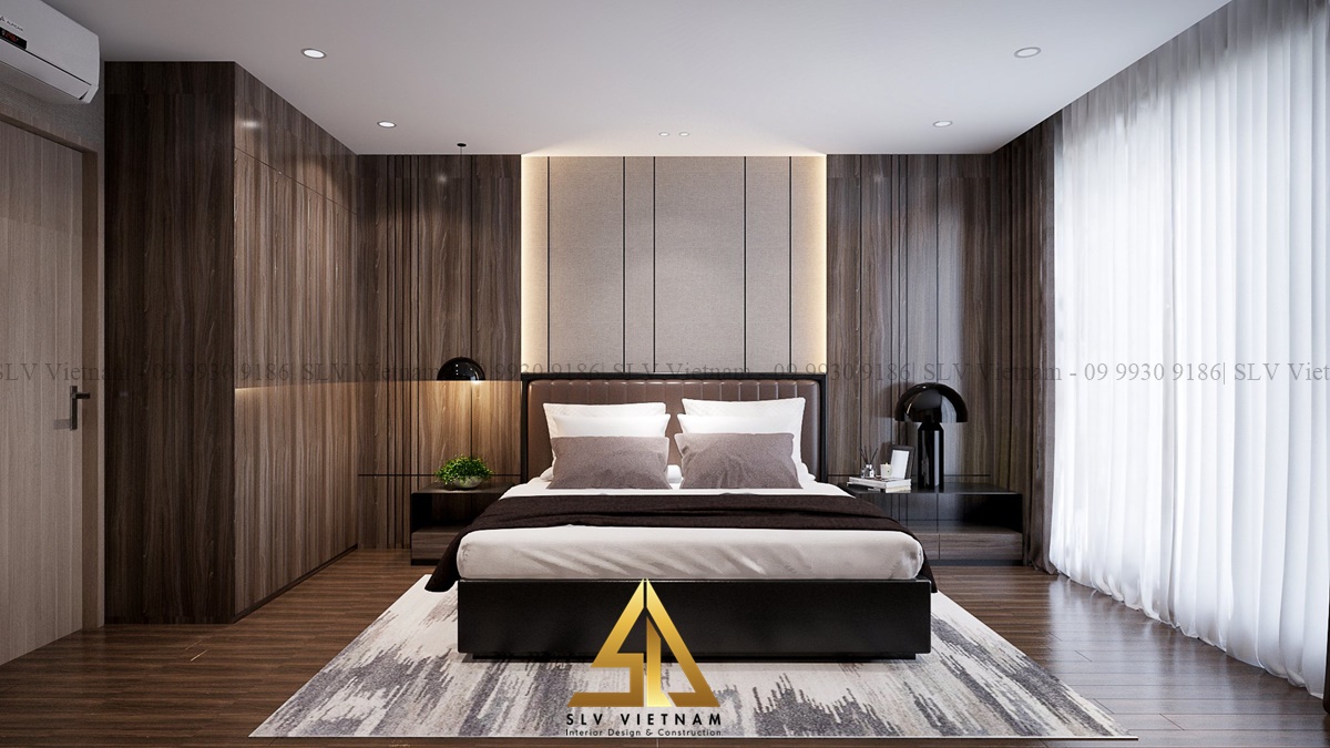 Thiết kế phòng ngủ 30m2 hợp phong thủy (Dự án của SLV Vietnam)