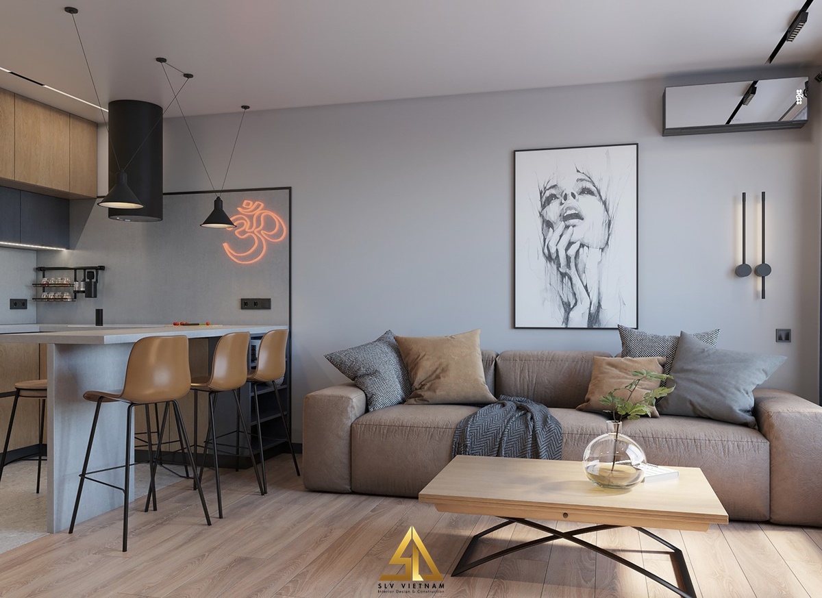 Thiết kế quầy bar phong cách tối giản