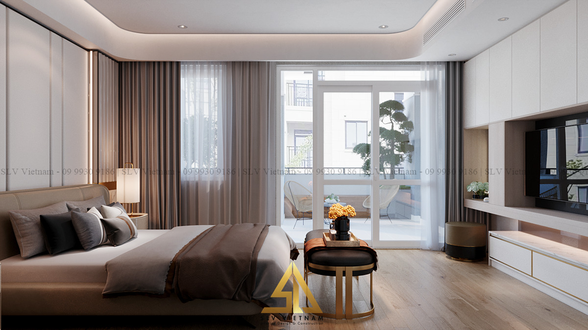 Thiết kế rèm cửa điều tiết ánh sáng phòng ngủ (Dự án của SLV Vietnam)