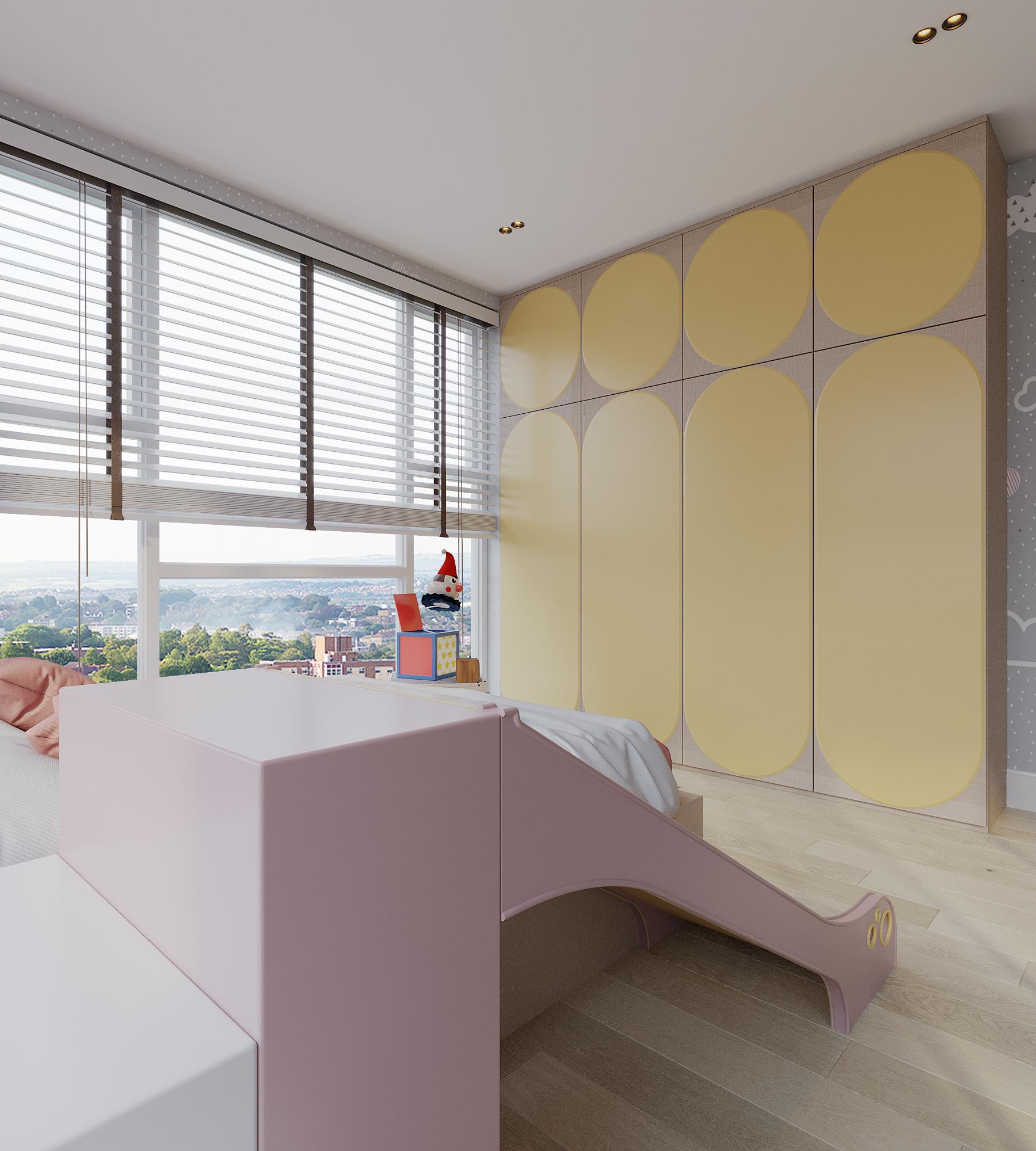 thiết kế phòng ngủ 20m2 tích hợp khu vực vui chơi trong phòng ngủ (Dự án của SLV Vietnam)