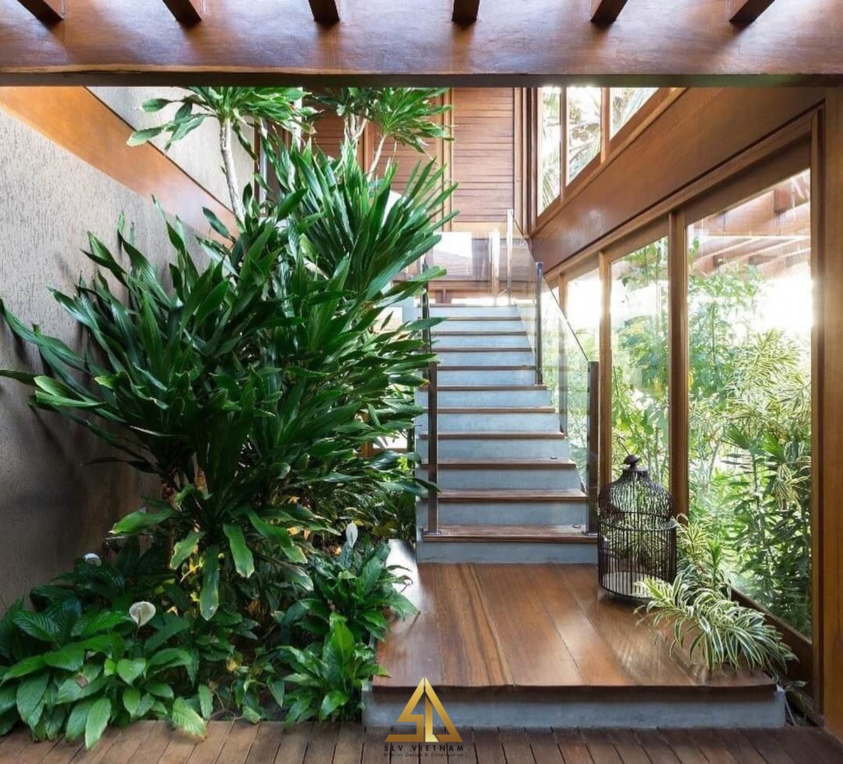 Tạo điểm nhấn cho không gian sống của bạn với giếng trời đáy trang trí tiểu cảnh (Nguồn ảnh: sưu tầm)