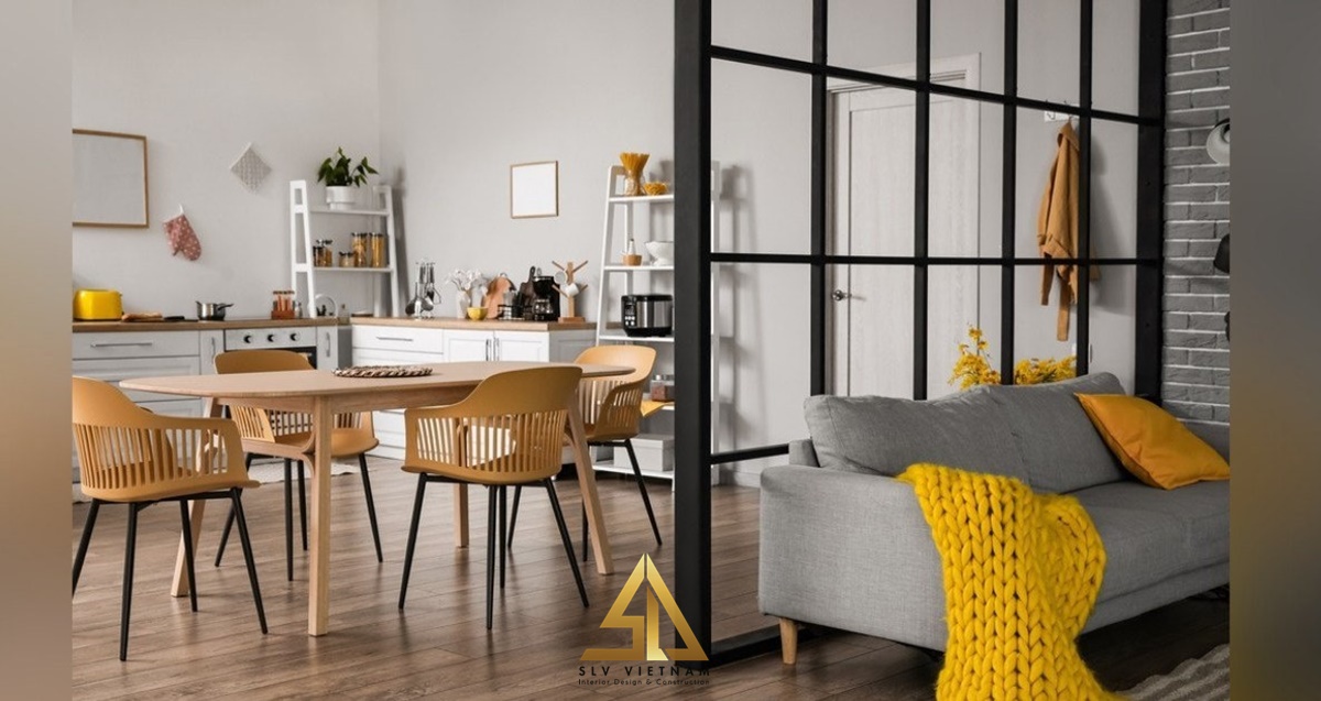 Vách ngăn bếp đẹp bằng sắt mang lại cảm giác gần gũi