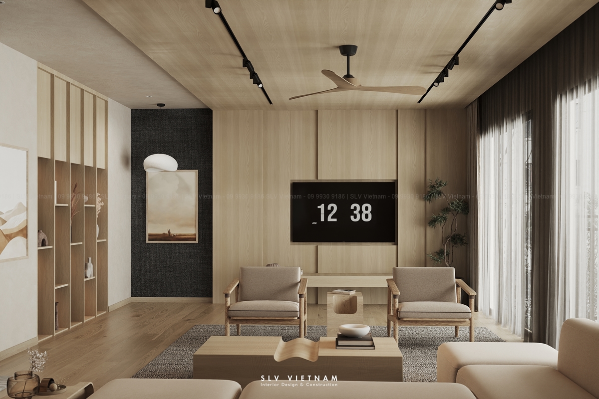 Sử dụng giấy dán tường trang trí phòng khách (Nguồn ảnh: SLV Vietnam)