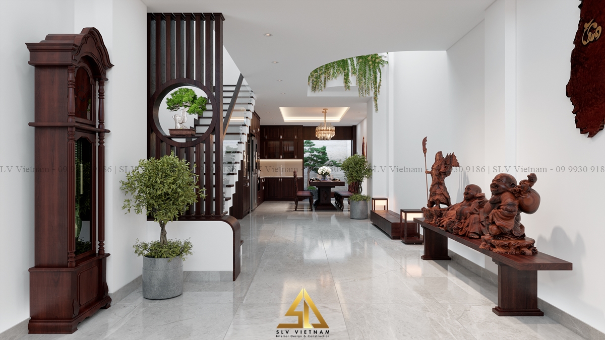 Gỗ tự nhiên kết hợp cây xanh tạo không gian gần gũi (Nguồn ảnh: SLV Vietnam)