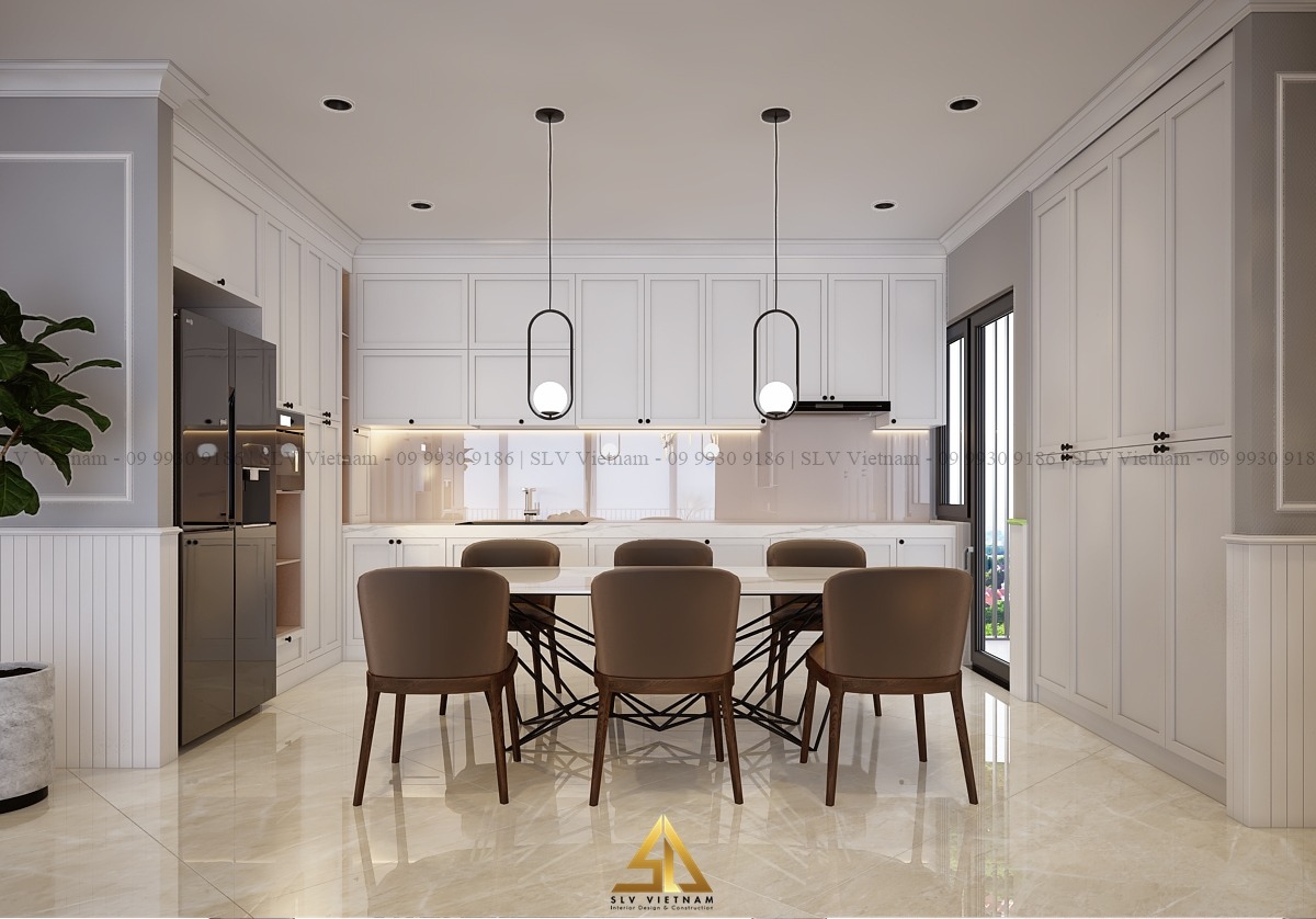 Mẫu phòng ăn thiết kế Tân cổ điển dự án Giao Home