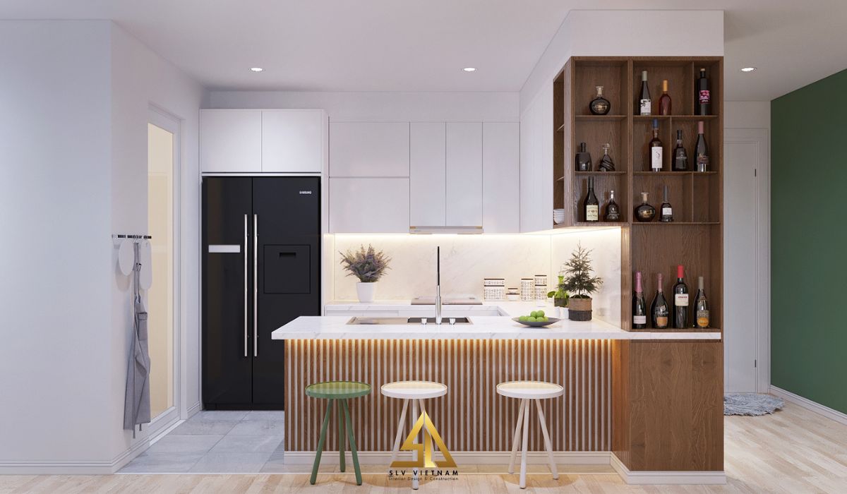 Mẫu phòng bếp nhà phố 4 tầng phong cách Scandinavian