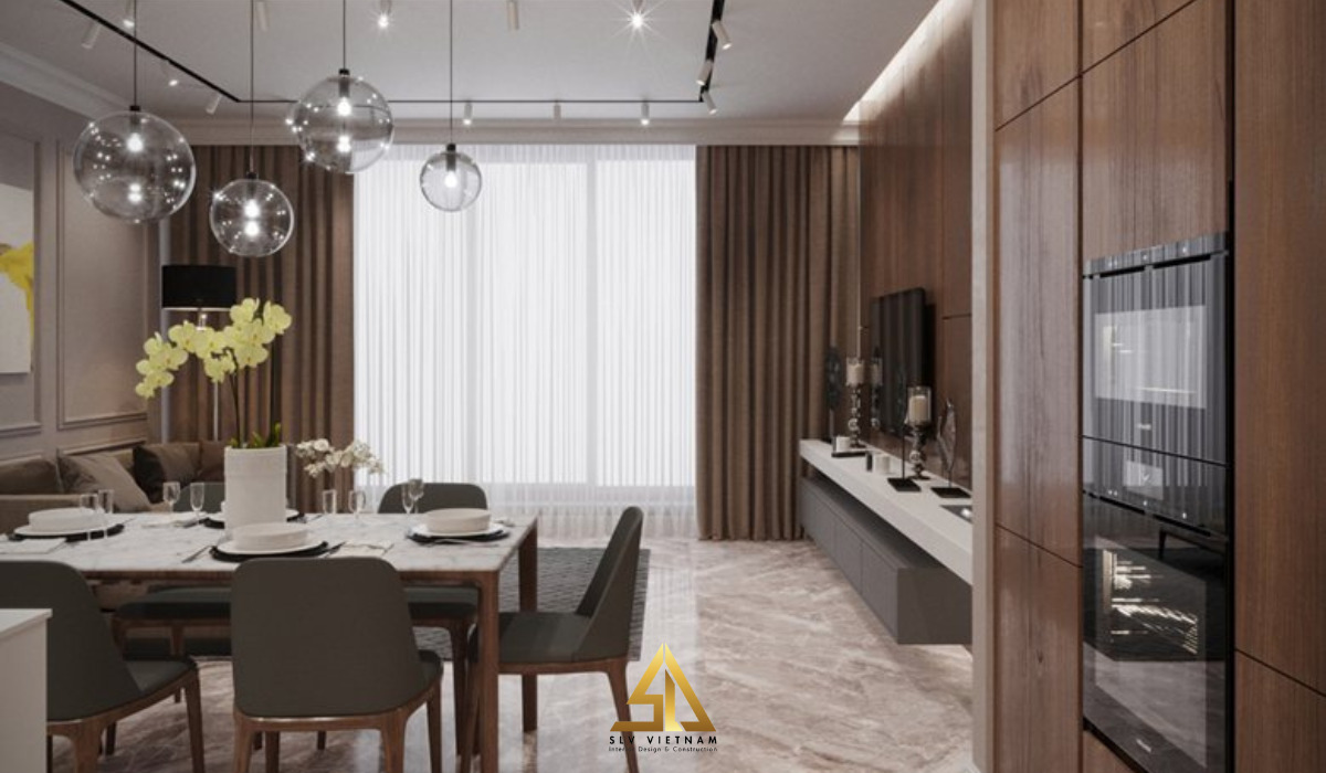 Mẫu phòng bếp nhà phố 4 tầng Tân cổ điển