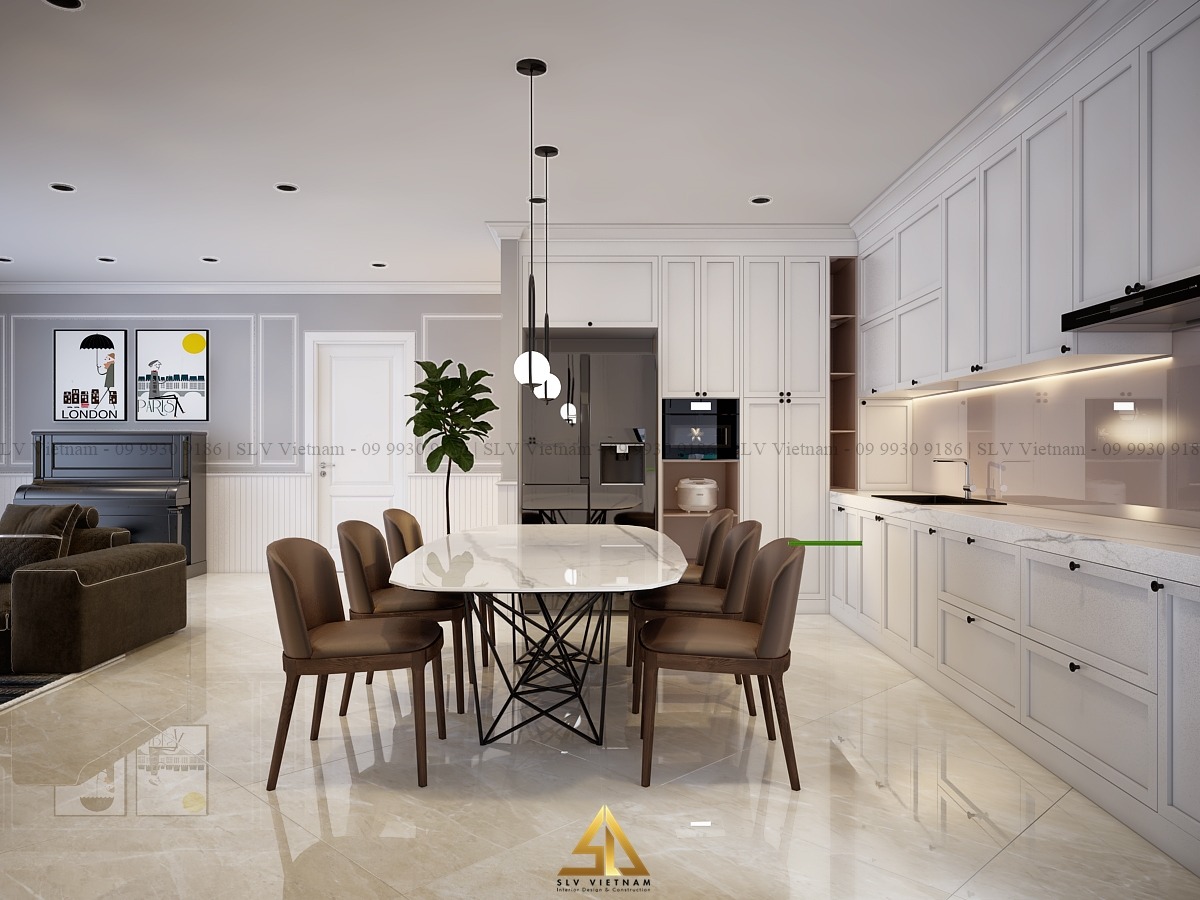 Mẫu phòng bếp thiết kế Tân cổ điển dự án Giao Home