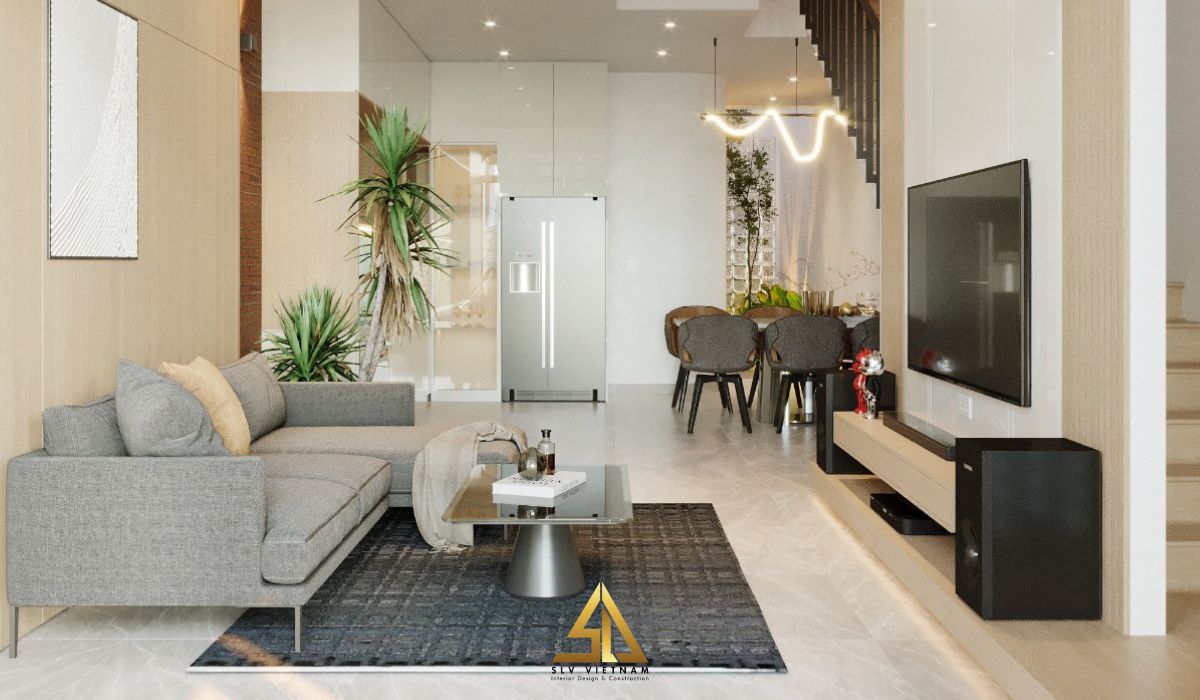 Mẫu phòng khách nhà phố 4 tầng 100m2