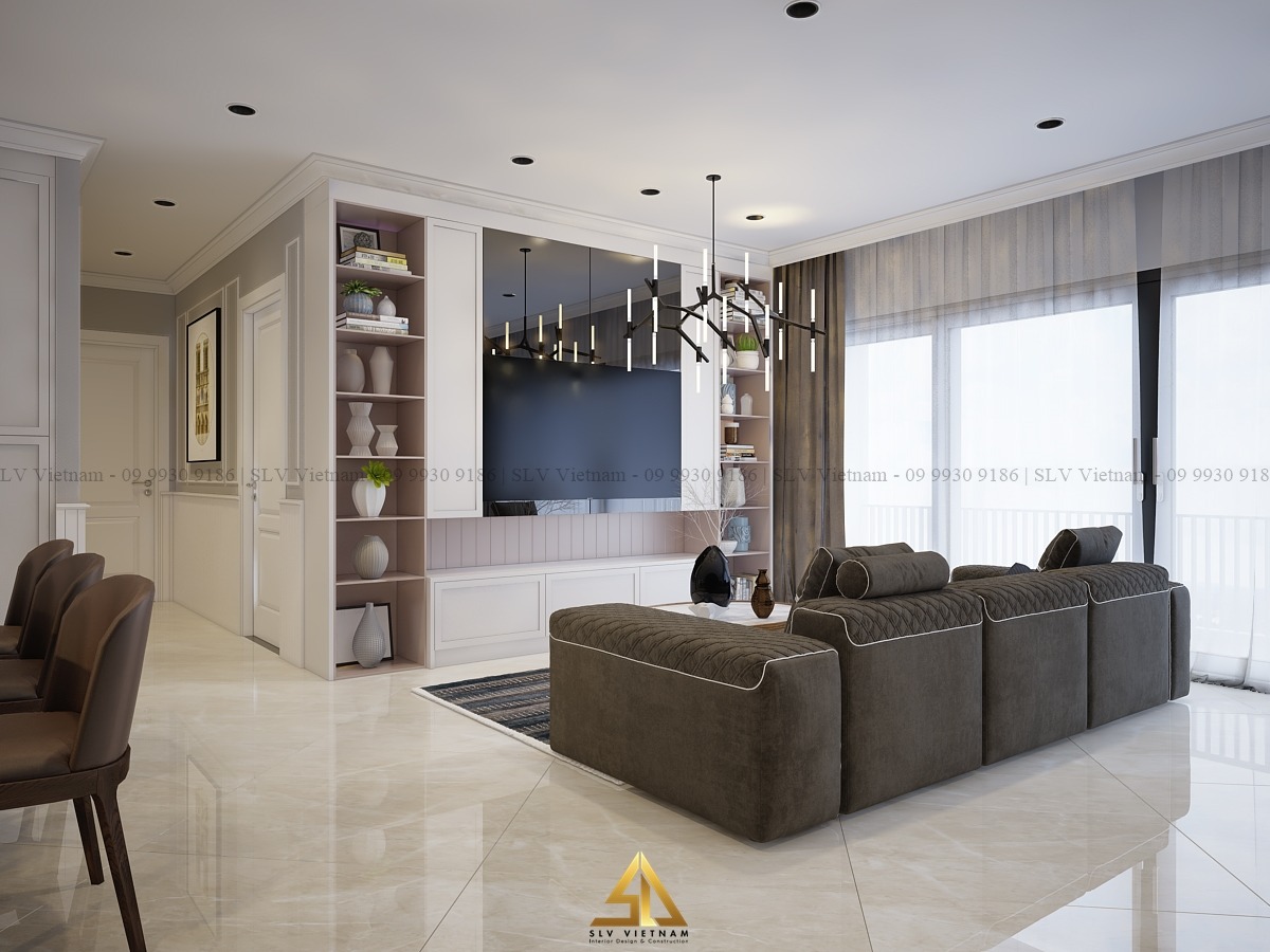 Mẫu phòng khách thiết kế Tân cổ điển dự án Giao Home