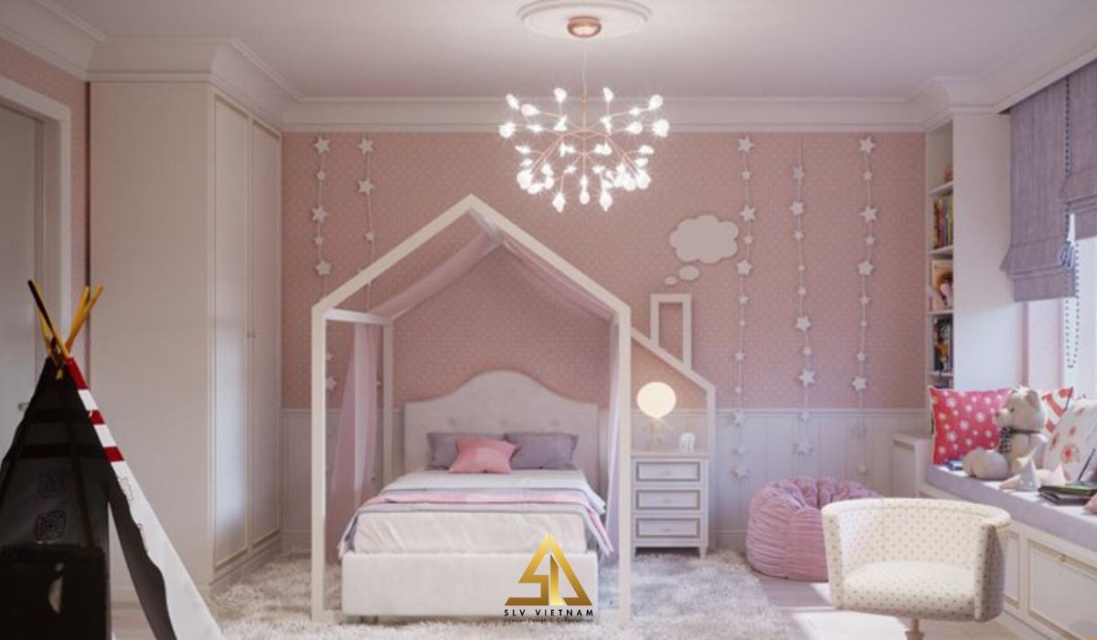 Mẫu phòng ngủ cho trẻ em nhà phố 4 tầng Tân cổ điển