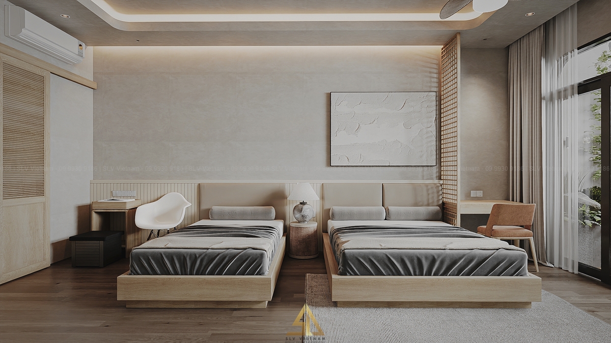Phòng ngủ ông bà được thiết kế tối giản (Nguồn ảnh: SLV Vietnam)