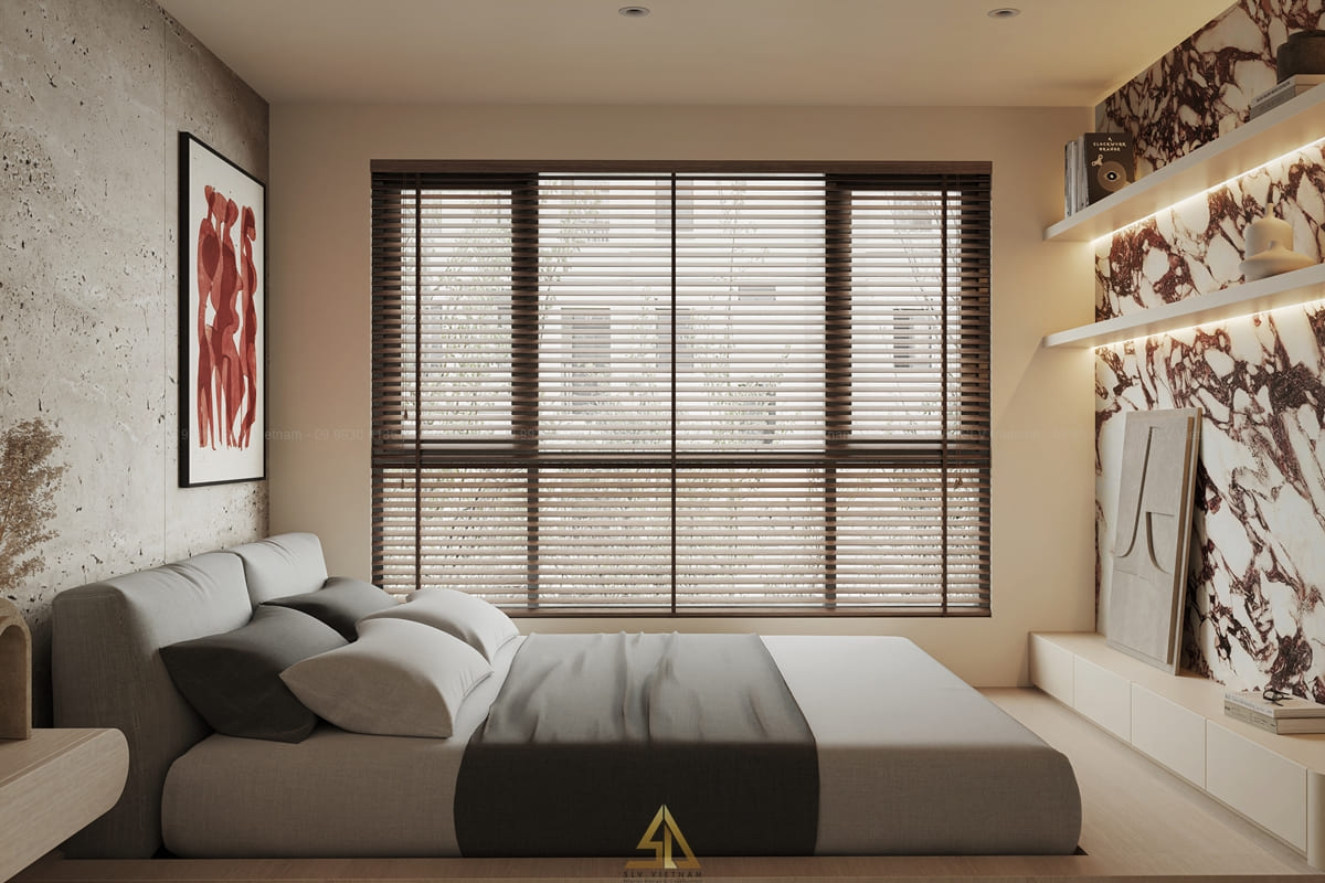 Mẫu 2: Tận dụng ánh sáng tự nhiên cho phòng ngủ nhỏ (Nguồn ảnh: SLV Vietnam)