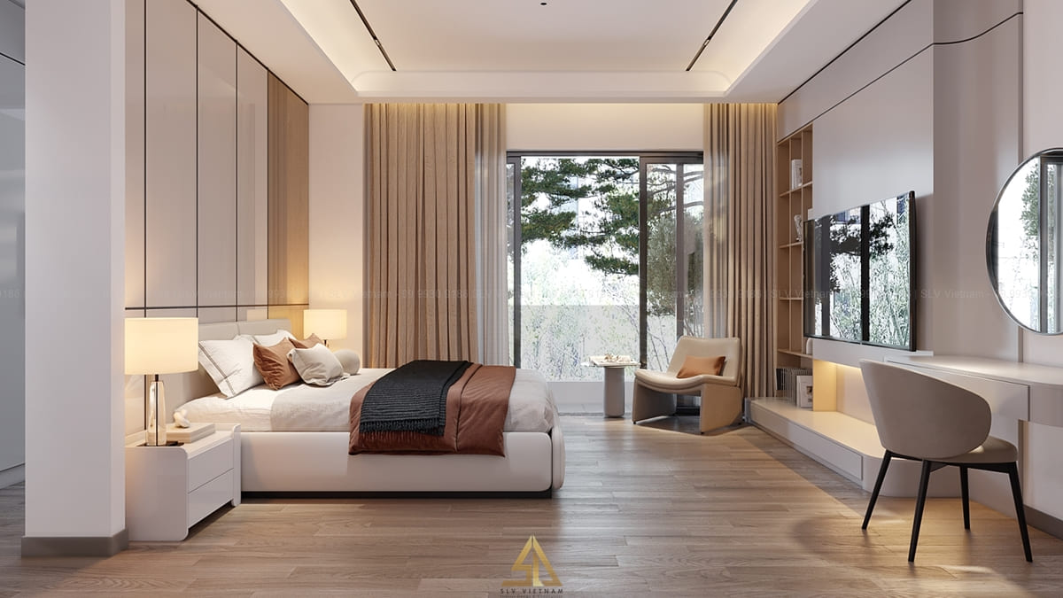 Mẫu 1: Phòng ngủ ban công lớn thông thoáng (Nguồn ảnh: SLV Vietnam)