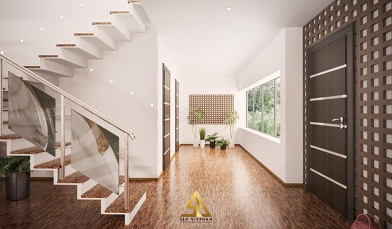 Treo đèn chùm hoặc quả cầu pha lê giữa các bậc cầu thang giúp cân bằng năng lượng của ngôi nhà