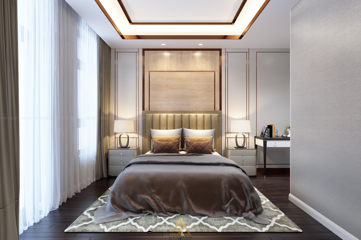 Mẫu 4: Phòng ngủ bố trí đối xứng sang trọng (Nguồn ảnh: SLV Vietnam)