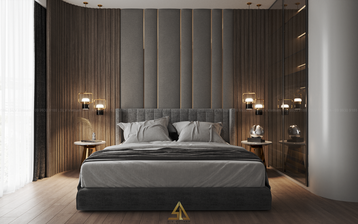 Mẫu 5: Phòng ngủ tone màu tối cá tính (Nguồn ảnh: SLV Vietnam)
