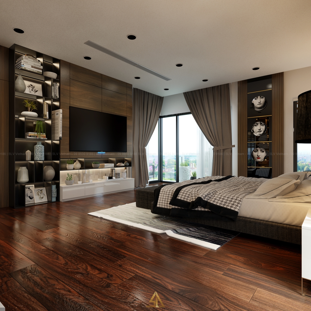 Mẫu 1: Phòng ngủ sử dụng vách kính tăng diện tích (Nguồn ảnh: SLV Vietnam)