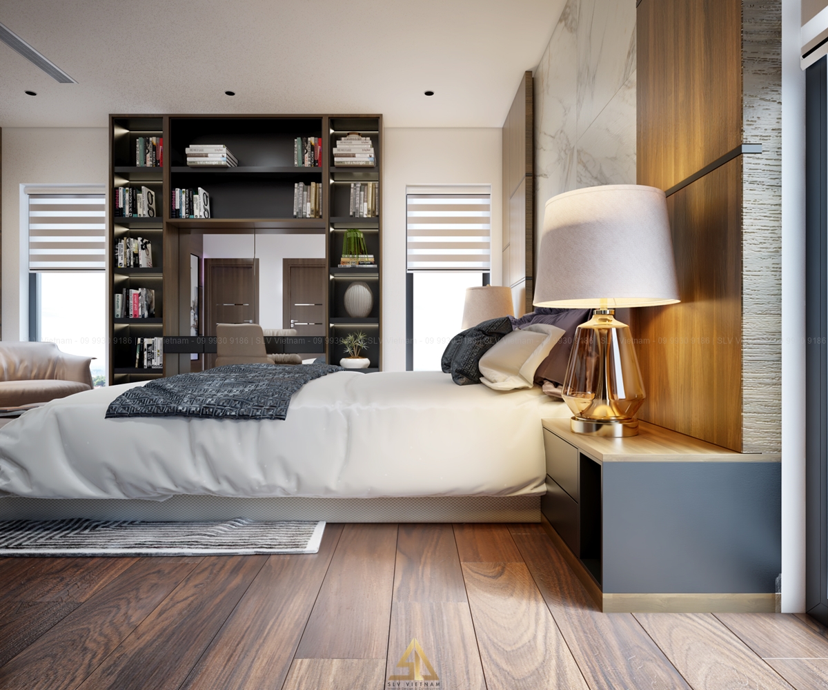 Sử dụng sàn gỗ óc chó hiện đại và sạch sẽ mang lại cảm giác ấm áp (Nguồn ảnh: SLV Vietnam)