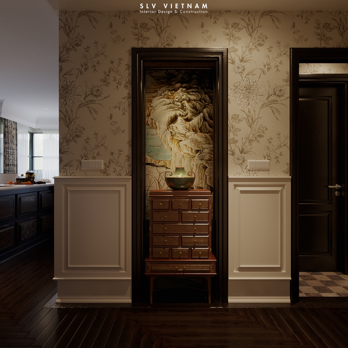 Lối hành lang dự án Chinoiseries Apartment - SLV Vietnam (1)