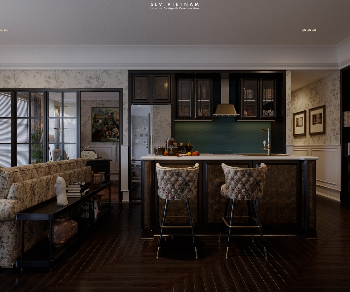 Phòng bếp dự án Chinoiseries Apartment - SLV Vietnam (2)